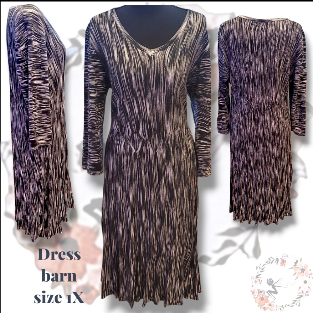 Dressbarn Black and White Women's Knit Sweater Dress 1X